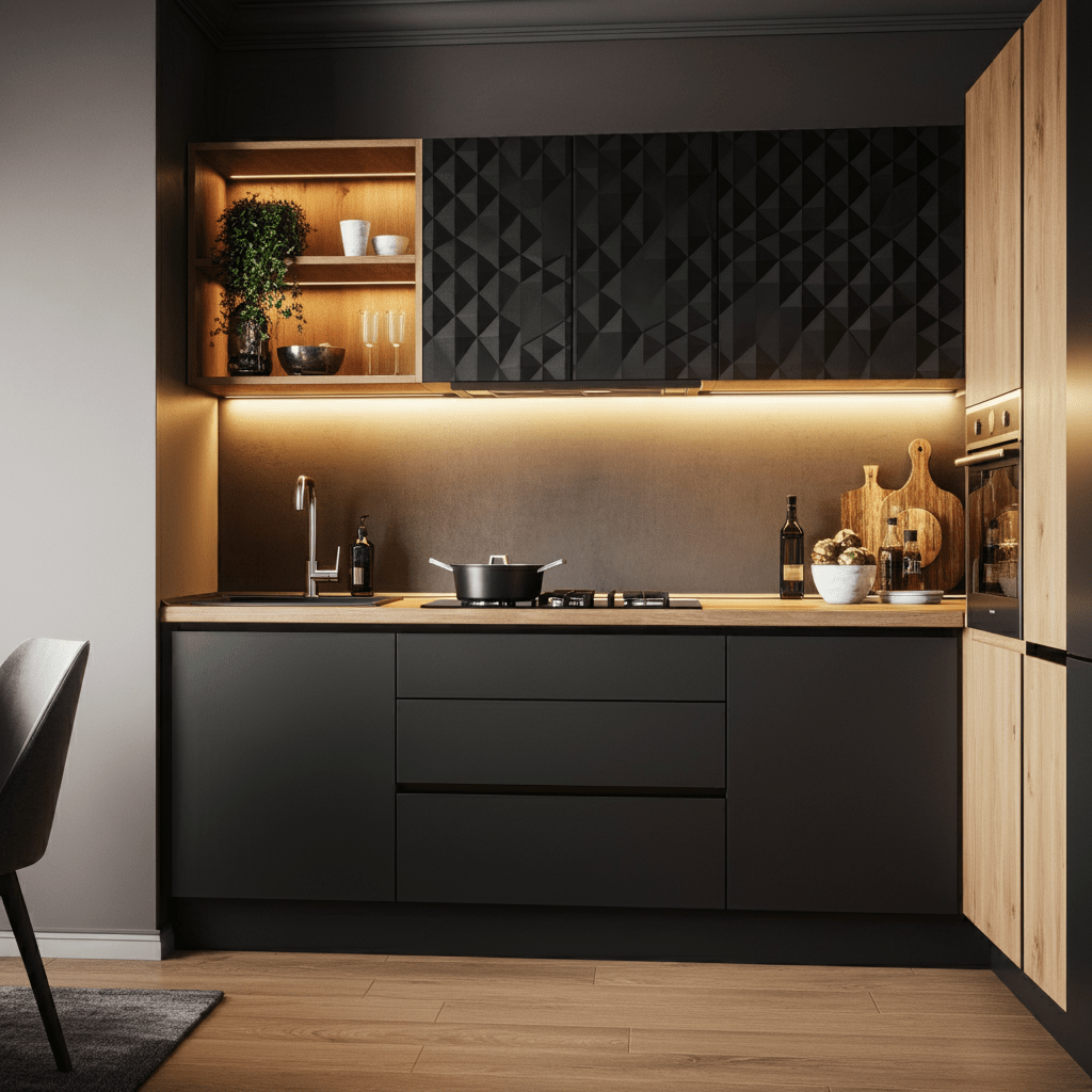 kabinet dapur hitam minimalis