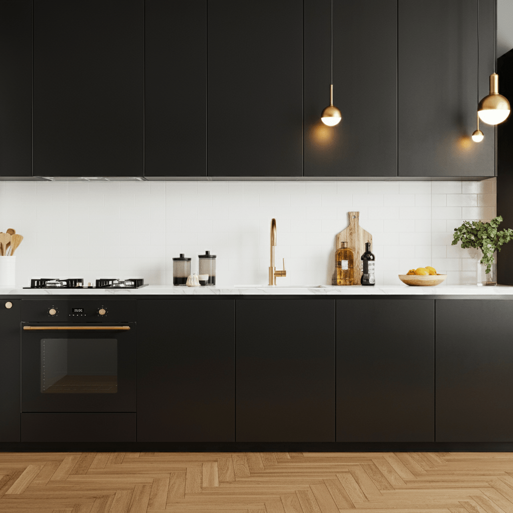 kabinet dapur hitam moden
